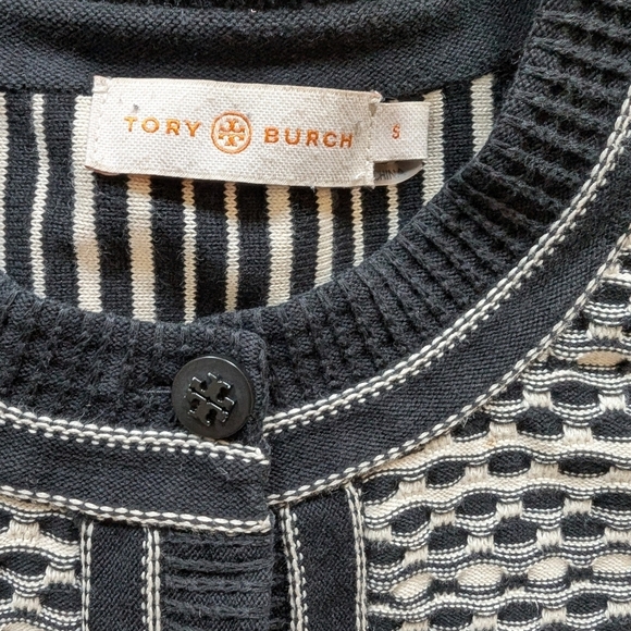 Tory Burch Monique Cardigan Navy and Ivory sz S - Picture 6 of 8